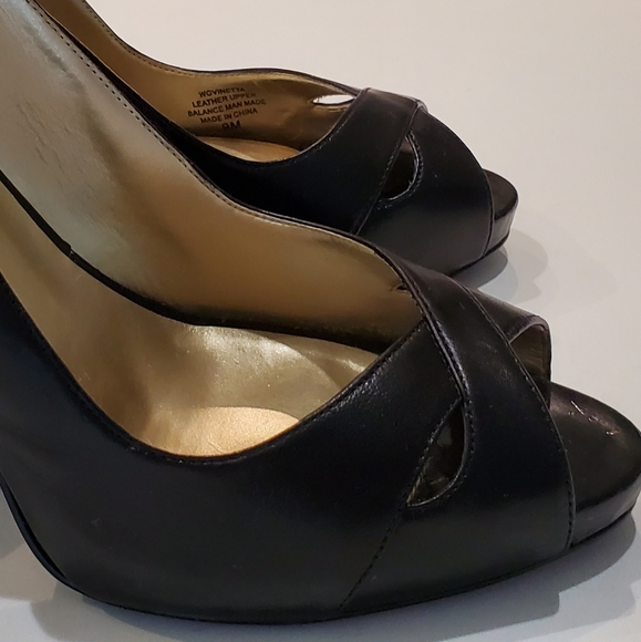 Guess by Marciano Black Leather Platform Slingback Heels - Picture 4 of 7